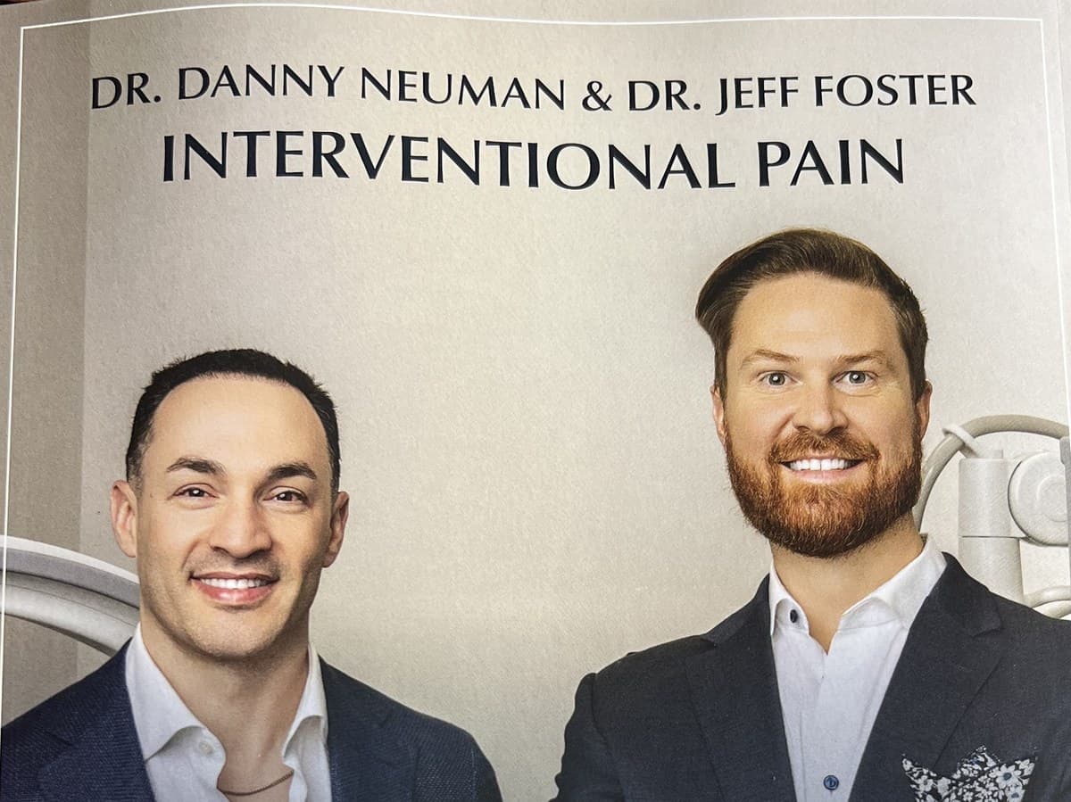 Print advertisement featuring Dr. Danny Neuman and Dr. Jeff Foster for Ascentist Interventional Pain.